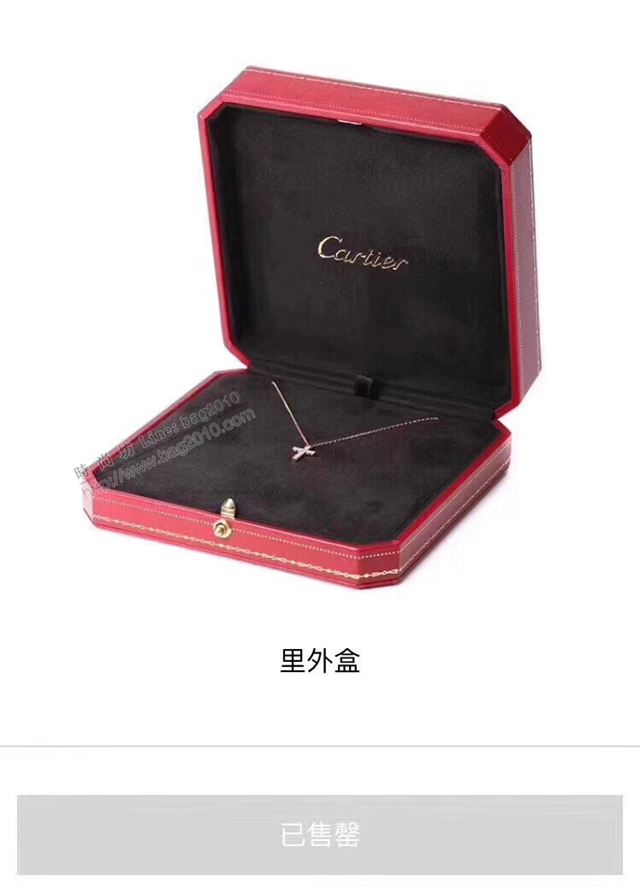 Cartier首飾 卡地亞十字架型項鏈 進口925純銀18k金鑲鑽項鏈  zgk1349